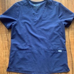 Figs Casma Scrub Top Navy Blue